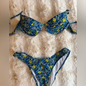Heavy Manners Blue and Yellow Floral Bikini Bottoms